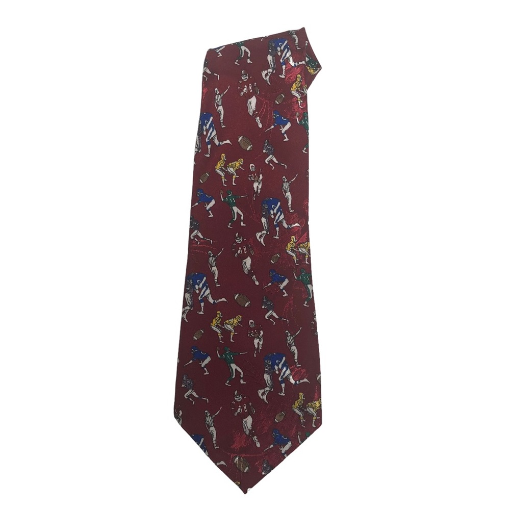 Designs by A. Rogers Football Players Multicolored Print Tie